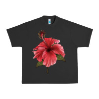 Pigment Black Puerto Rican Hibiscus Flower Illustrations Urban Heavy Tee - LillyAllenDesigns