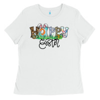 White Happy Easter Ladies Tee - CowhideDigitalArt