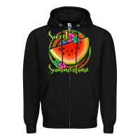 Black sweet summertime watermelon Zipper Hoodie - Jasminsmagicworld