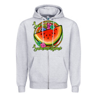 Heather Grey sweet summertime watermelon Zipper Hoodie - Jasminsmagicworld