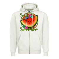 Oatmeal Heather sweet summertime watermelon Zipper Hoodie - Jasminsmagicworld