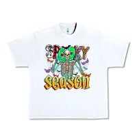 White Spooky Season Urban Heavy Tee - CowhideDigitalArt