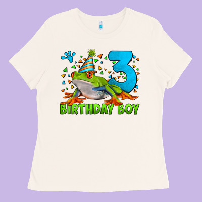 Birthday Boy Frog Age 3 Ladies Tee Designed By Lillyallendesigns