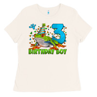 Bone birthday boy frog age 3 Ladies Tee - LillyAllenDesigns