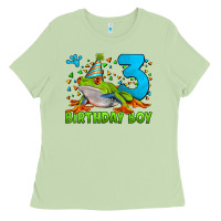 Matcha birthday boy frog age 3 Ladies Tee - LillyAllenDesigns