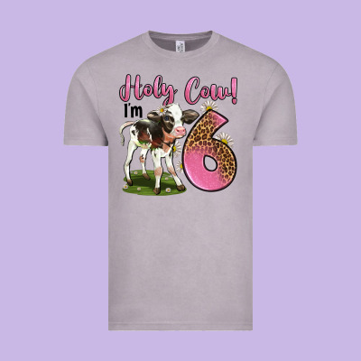 Holy Cow I'm 6 Years Old Vintage Tee Designed By Lillyallendesigns