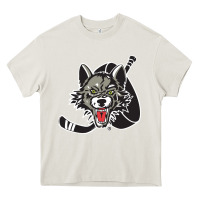 Cream chicago wolves Heavy Core Tee - DesigneFamous