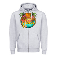 Heather Grey beach please Zipper Hoodie - Jasminsmagicworld