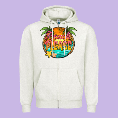 Beach Please Zipper Hoodie Designed By Jasminsmagicworld