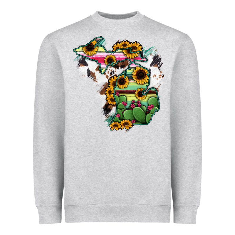 Cowhide Michigan Map Heavyweight Sweatshirt by RanaPortraitStore | Teevron
