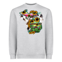 Heather Grey Cowhide Michigan map Heavyweight Sweatshirt - RanaPortraitStore