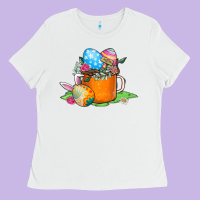 Easter Coffee Ladies Tee Designed By Cowhidedigitalart