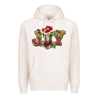 Pale Pink christmas joy baby cow Premium Hoodie - BarkalooDesign