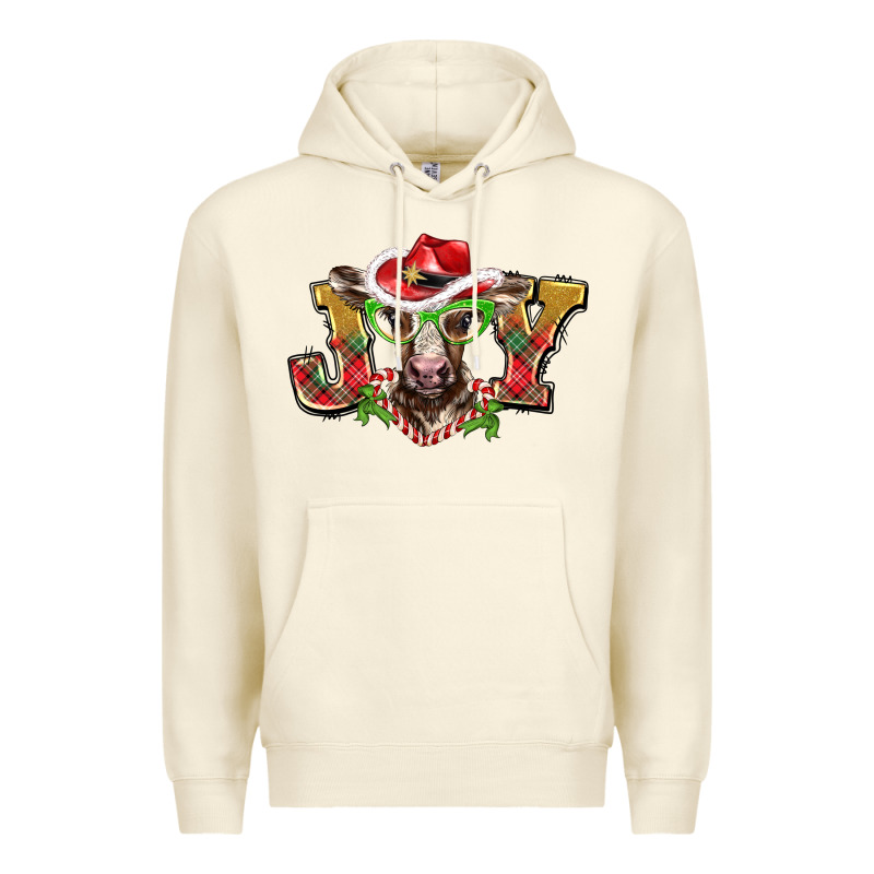 Christmas Joy Baby Cow Premium Hoodie by BarkalooDesign | Teevron
