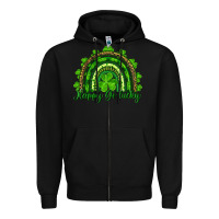 Black st. patrick's day happy go lucky Zipper Hoodie - RanaPortraitStore