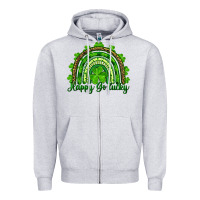 Heather Grey st. patrick's day happy go lucky Zipper Hoodie - RanaPortraitStore