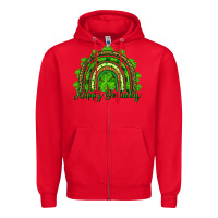 Red st. patrick's day happy go lucky Zipper Hoodie - RanaPortraitStore