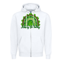 White st. patrick's day happy go lucky Zipper Hoodie - RanaPortraitStore