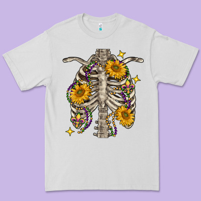 Mardi Gras Chest Sunflowers Skeleton Premium Tee Designed By Fadigitalartstudio