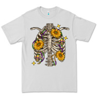 Dove Grey mardi gras chest sunflowers skeleton Premium Tee - FaDigitalArtStudio