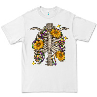 White mardi gras chest sunflowers skeleton Premium Tee - FaDigitalArtStudio