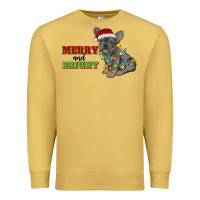 Antique Gold merry and bright french bulldog Premium Sweatshirt - RanaPortraitStore