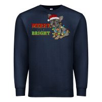 Navy merry and bright french bulldog Premium Sweatshirt - RanaPortraitStore