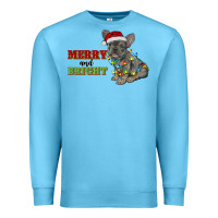 Ocean Blue merry and bright french bulldog Premium Sweatshirt - RanaPortraitStore