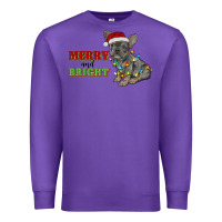 Purple merry and bright french bulldog Premium Sweatshirt - RanaPortraitStore