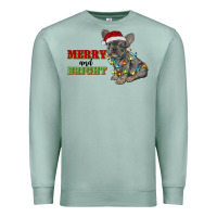 Seafoam merry and bright french bulldog Premium Sweatshirt - RanaPortraitStore