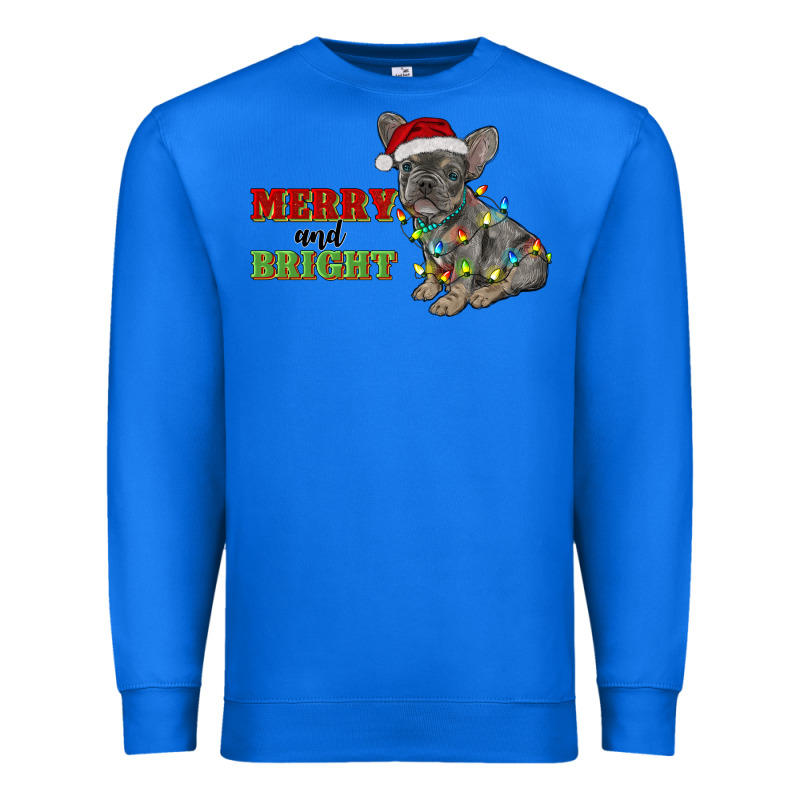 Merry And Bright French Bulldog Premium Sweatshirt by RanaPortraitStore | Teevron