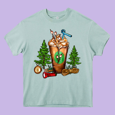 Camping Cold Drink Frappe Heavy Core Tee Designed By Fadigitalartstudio