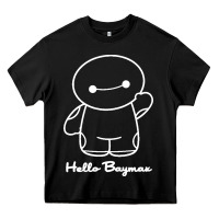 Black hello baymax Heavy Core Tee - DesigneFamous