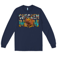Navy chicken mom Long Sleeve Tee - LillyAllenDesigns