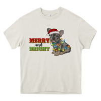 Cream merry and bright french bulldog Heavy Core Tee - RanaPortraitStore