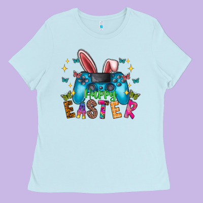 Happy Easter Gamer Ladies Tee Designed By Cowhidedigitalart