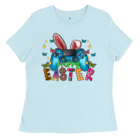 Baby Blue Happy Easter Gamer Ladies Tee - CowhideDigitalArt
