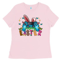 Bubblegum Pink Happy Easter Gamer Ladies Tee - CowhideDigitalArt