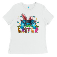 White Happy Easter Gamer Ladies Tee - CowhideDigitalArt
