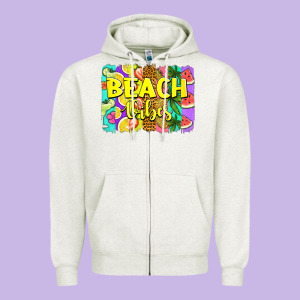 Beach Vibes Summer Brushstroke Zipper Hoodie Designed By Jasminsmagicworld