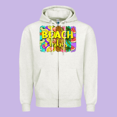 Beach Vibes Summer Brushstroke Zipper Hoodie Designed By Jasminsmagicworld