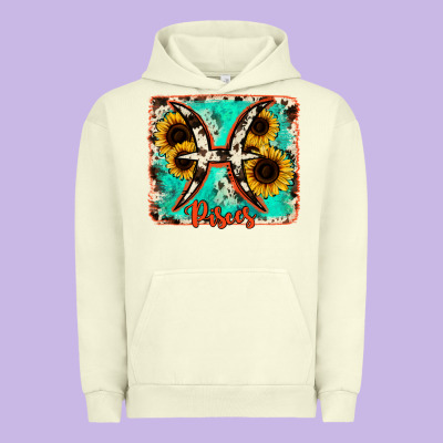 Pisces Turquoise Cowhide Urban Hoodie Designed By Ranaportraitstore