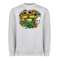 Heather Grey Guanajuato sunflower serape map Heavyweight Sweatshirt - RanaPortraitStore