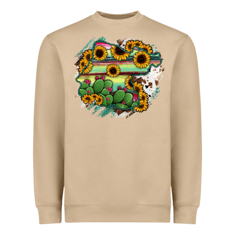 Guanajuato Sunflower Serape Map Heavyweight Sweatshirt by RanaPortraitStore | Teevron