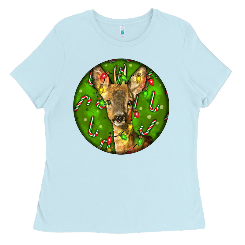 Red Brocket Deer Christmas Ladies Tee by LillyAllenDesigns | Teevron