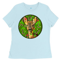 Baby Blue red brocket deer christmas Ladies Tee - LillyAllenDesigns