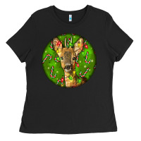 Black red brocket deer christmas Ladies Tee - LillyAllenDesigns