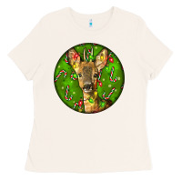 Bone red brocket deer christmas Ladies Tee - LillyAllenDesigns