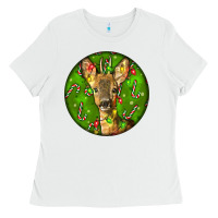 White red brocket deer christmas Ladies Tee - LillyAllenDesigns
