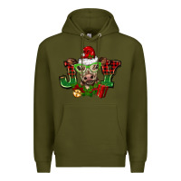 Army Green christmas joy cow Premium Hoodie - BarkalooDesign